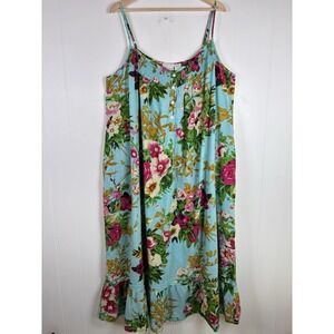 SOFT SURROUNDINGS Floral Spaghetti Strap Midi Dress Women's Size 3X Cotton